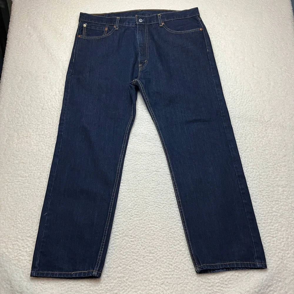 Levi's Jeans Mens 40x30 Blue 505 Regular Fit Straight Leg Dark Wash Denim